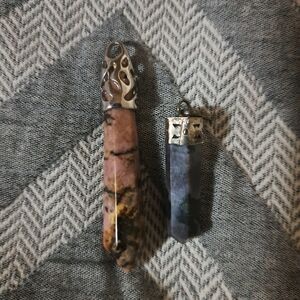 Rhodonite and Snowflake Obsidian Pendants